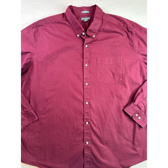 Eddie Bauer Other - Eddie Bauer Mens 2XL Relaxed Fit Burgundy Button Down Shirt Long Sleeve Maroon